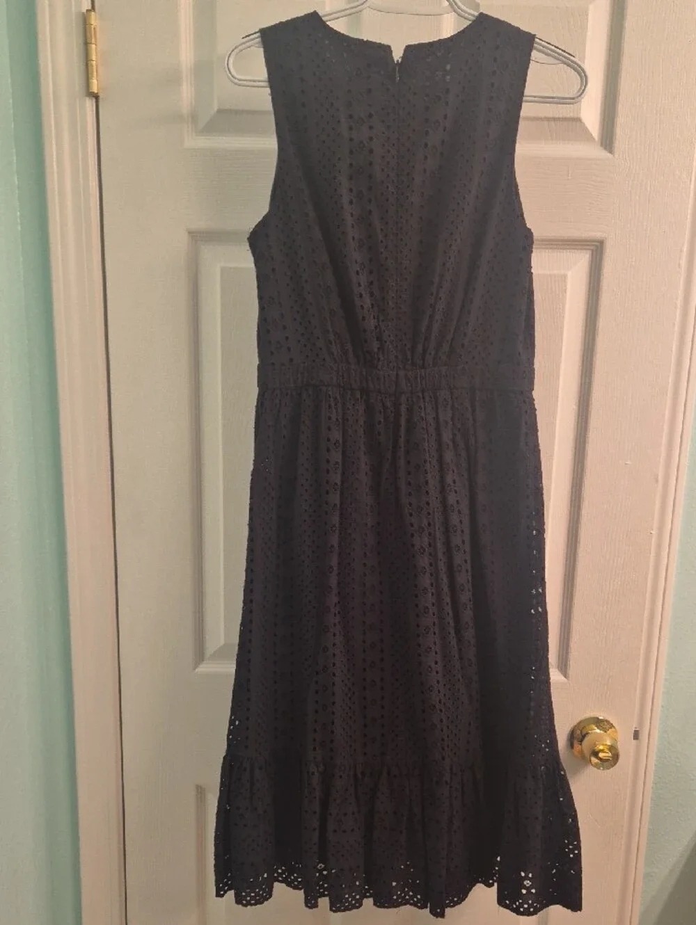 J. Crew Navy Eyelet Sleeveless Cotton Dress